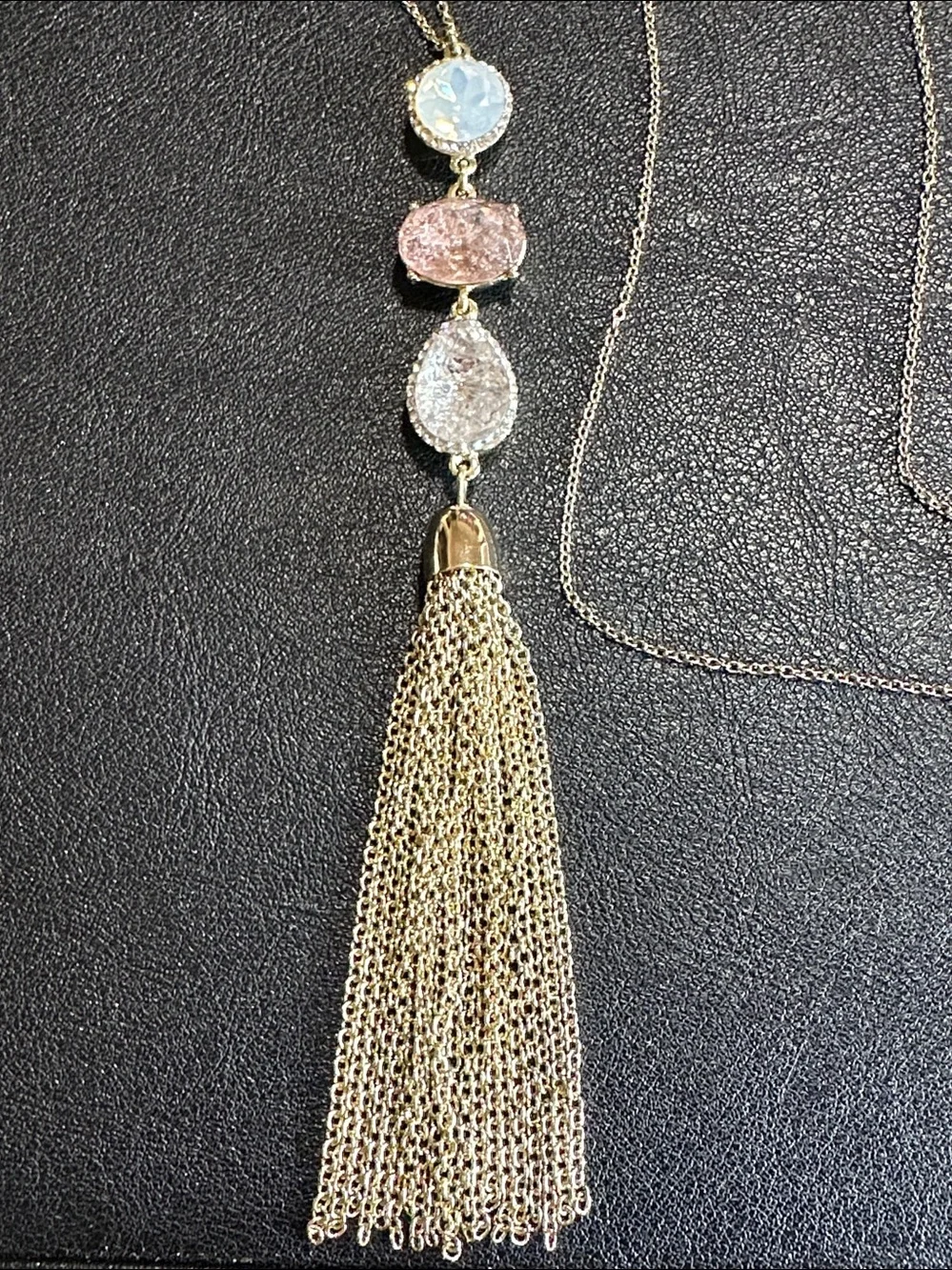 Loft Gold Tone Dainty Chain Long Tassel Necklace